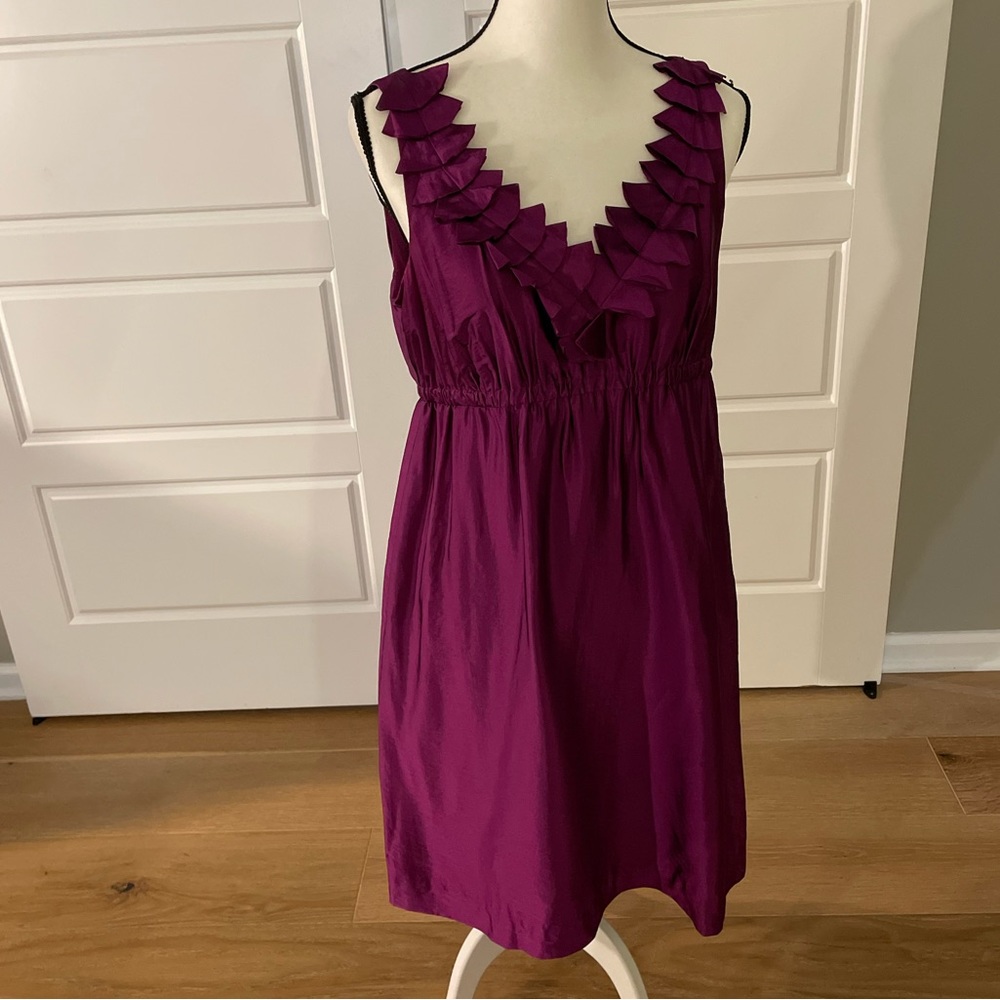 Loft sz 8 fuchsia metallic empire waist A line dress